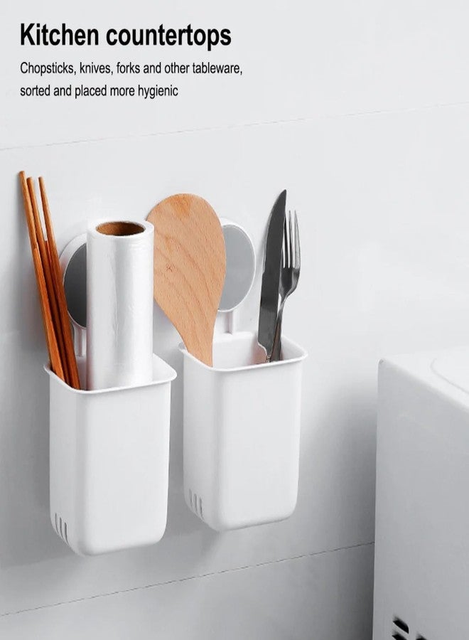 KROYWEN Plastic Wall Mounted Self Adhesive Toothbrush Holder/Toothbrush Holder/Toothbrush Holders for Toothbrushes,Toothpaste,Shaver,Razor&Make Up Brush (White) (02) - Image 3